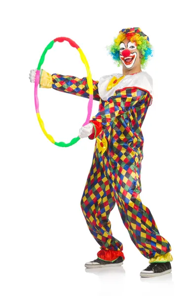 Clown con hula hoop — Foto Stock