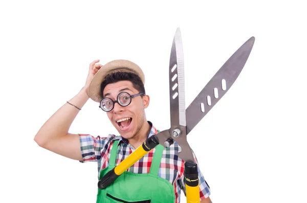 Смішний чоловік з ножицями — стокове фото