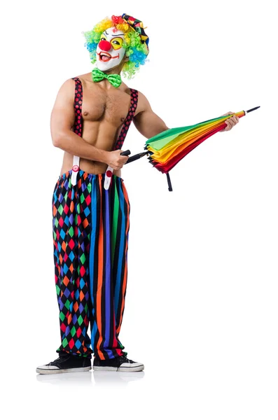 Clown with umbrella — Stock Photo, Image