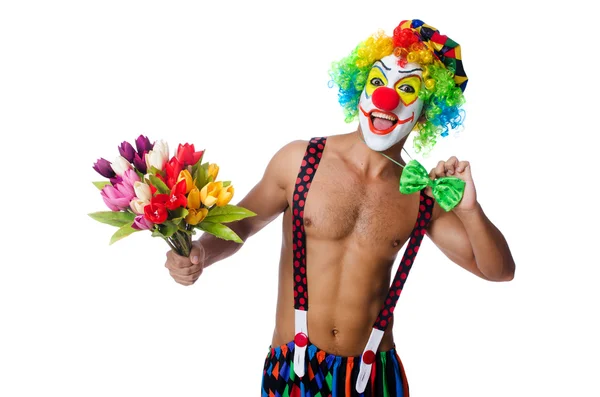 Clown con fiori — Foto Stock