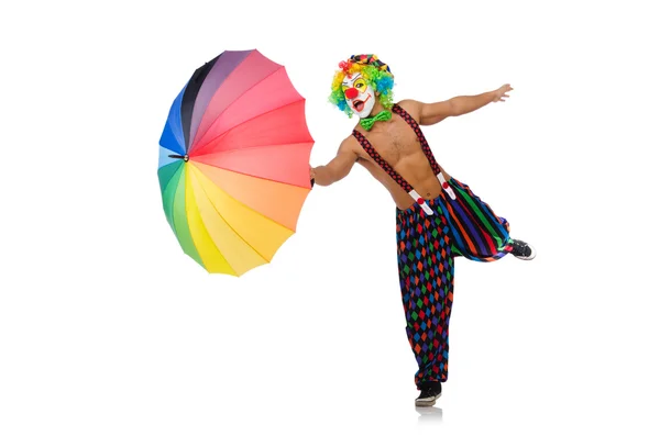 Цирковий клоун з парасолькою — стокове фото