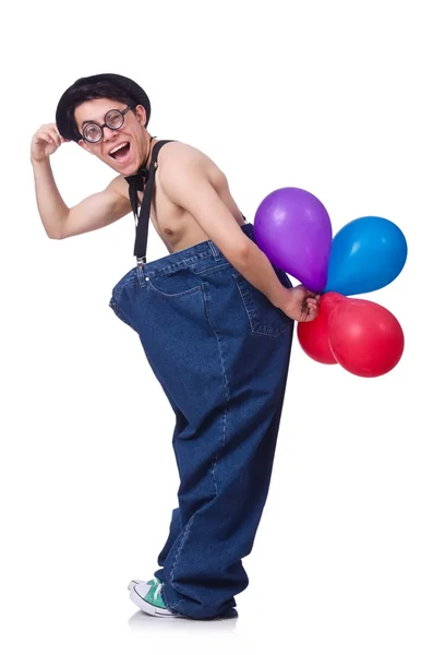 Hombre divertido con globos — Foto de Stock