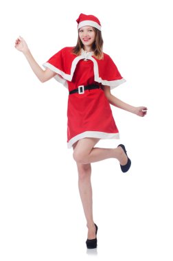 genç kadın kırmızı santa kostüm