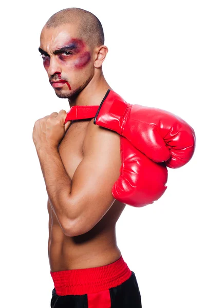 Badly beaten boxer — Stock Photo, Image