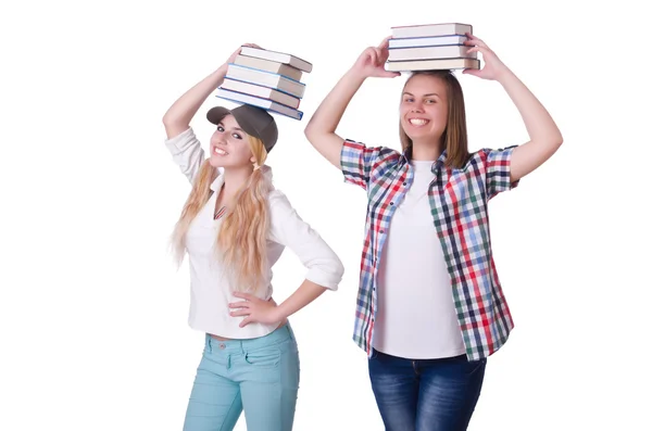 Paire de jeunes étudiants sur blanc — Photo