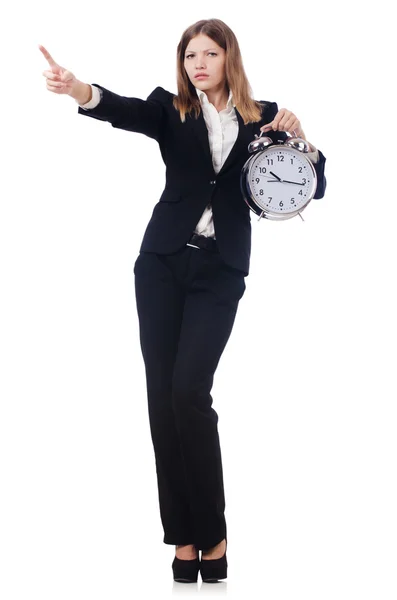 Femme d'affaires avec horloge — Photo