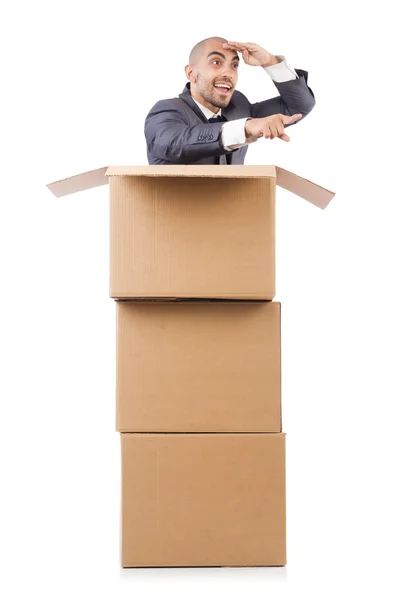 Hombre de negocios con cajas — Foto de Stock