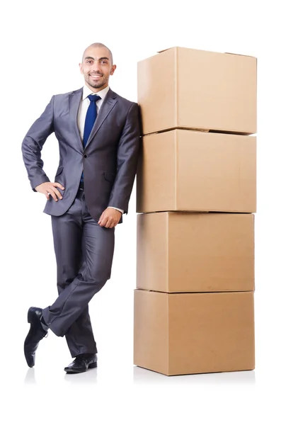 Hombre de negocios con cajas — Foto de Stock