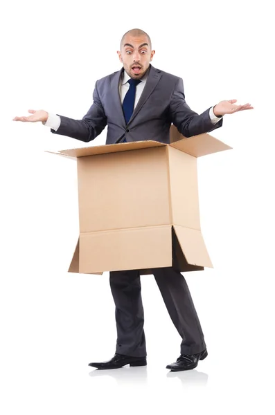 Businessman with box — Stock Photo, Image