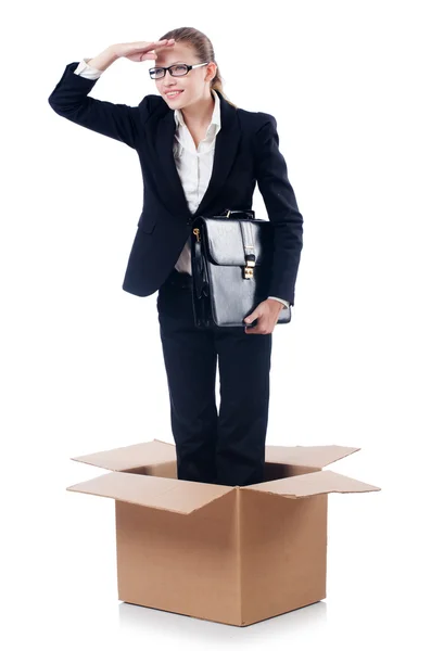 Woman in box — Stock Photo, Image