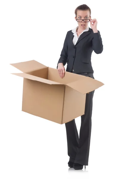 Businesswoman with box — Stock Photo, Image