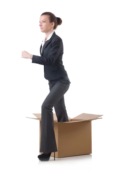 Woman with box — Stock Photo, Image