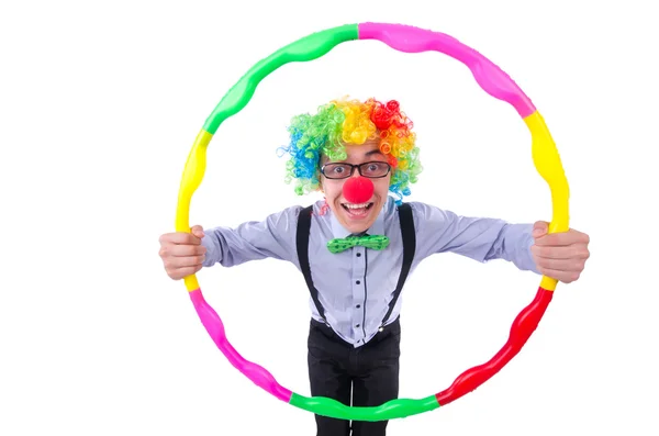 Zabawny clown z hula hop — Zdjęcie stockowe
