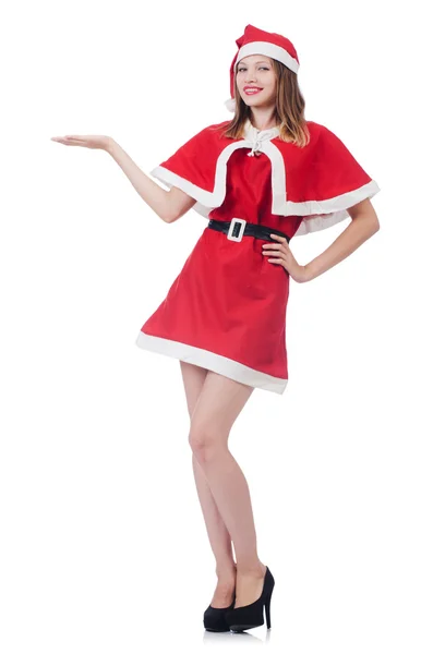 Giovane donna in costume rosso Santa — Foto Stock