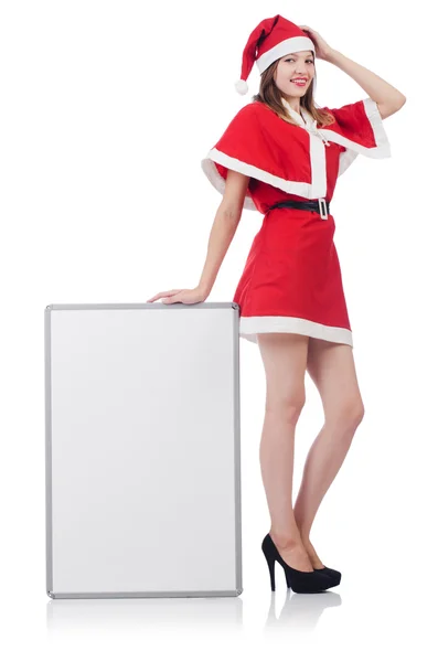 Mladá žena v červené santa kostým — Stock fotografie
