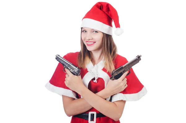 赤サンタ衣装で若い女性 — ストック写真