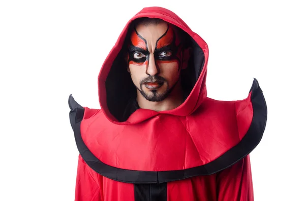 Homme diable en costume rouge — Photo