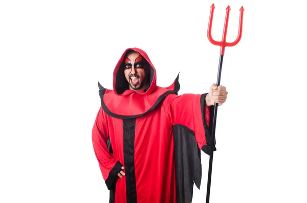 Homme diable en costume rouge — Photo