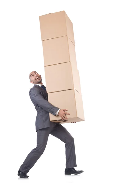 Businessman with boxes Stock Photo