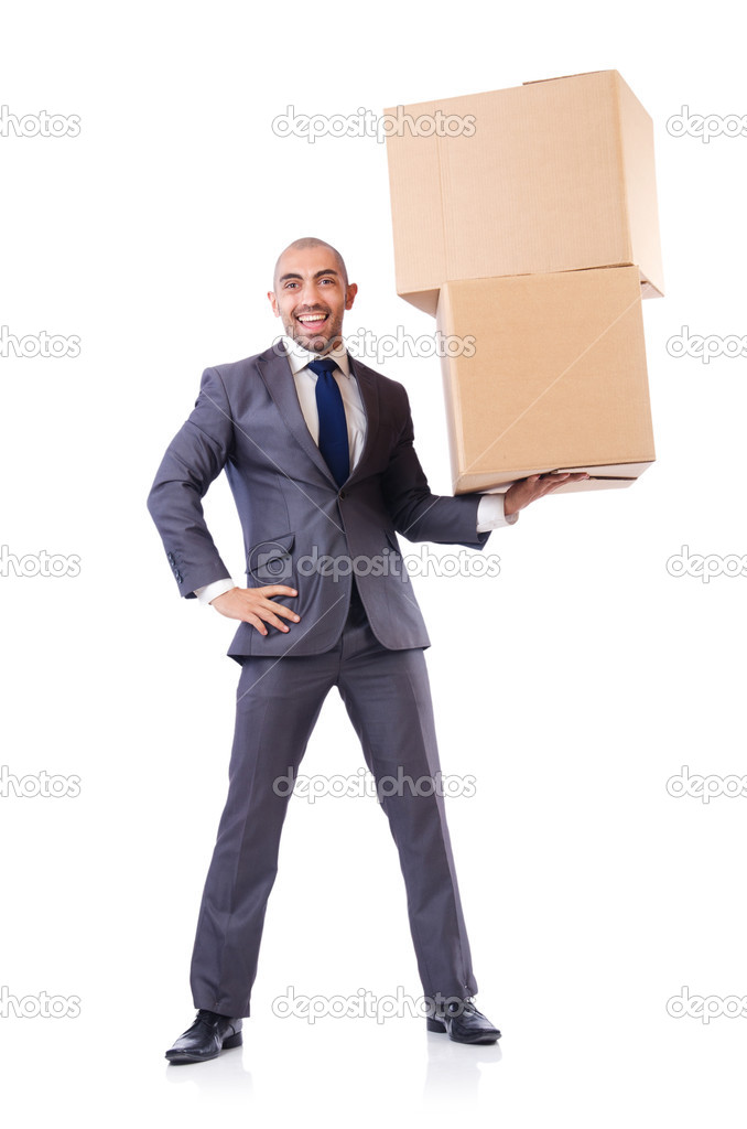 Businessman with boxes