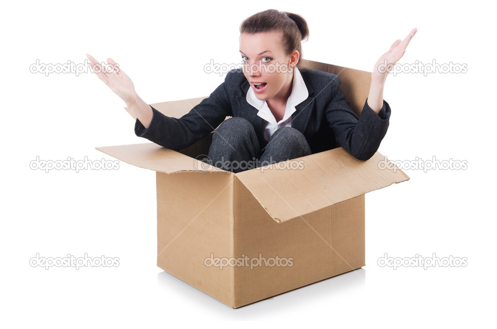 Businesswoman in box