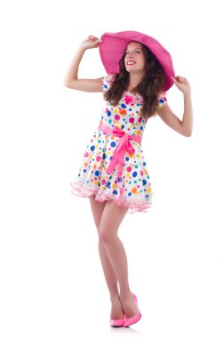 Panama giyen kadın yaz tatiline hazır.