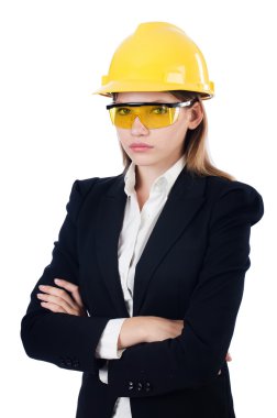 kask ile genç iş kadını