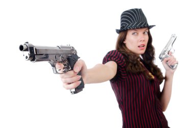 genç kadın gangster silahla