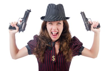 genç kadın gangster silahla