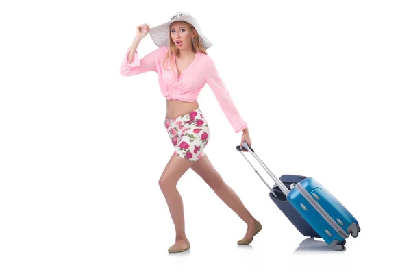 Дівчина з чемодан — стокове фото