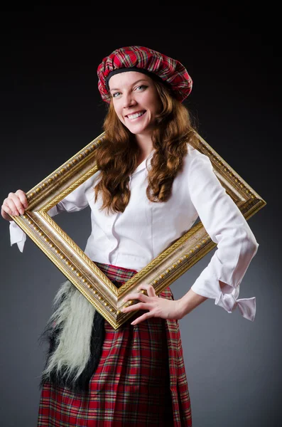 Scottish woman with frame — Stock Photo, Image