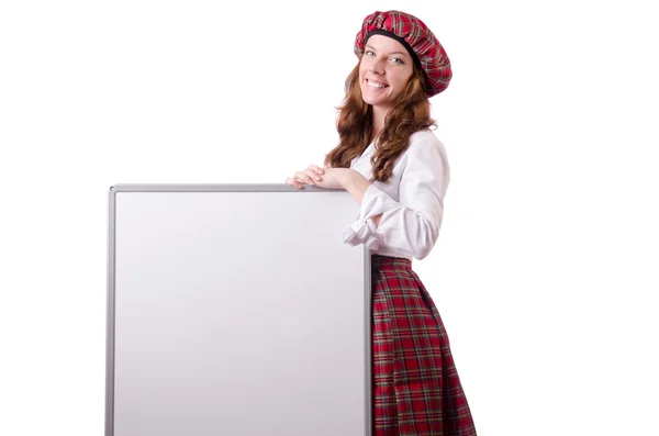 Scottish woman with board — Stock Photo, Image