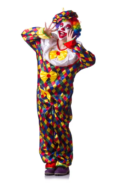 Clown i kostym isolerad på vit — Stockfoto