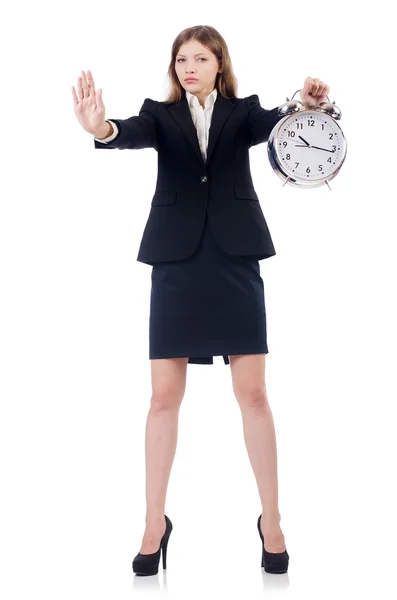 Businesswoman with clock Stock Picture