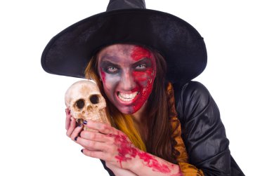 Beyaz arkaplanda izole cadı