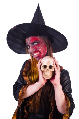 Beyaz arkaplanda izole cadı