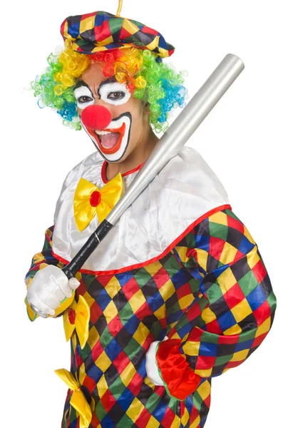 Клоун с бейсбольной битой — стоковое фото
