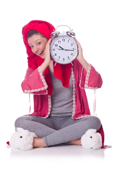 Housewife with clock — Stock Photo, Image