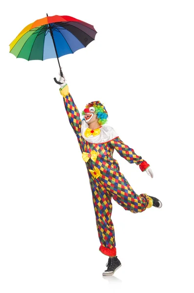 Клоун с зонтиком — стоковое фото