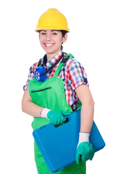 Mujer joven con monos verdes —  Fotos de Stock