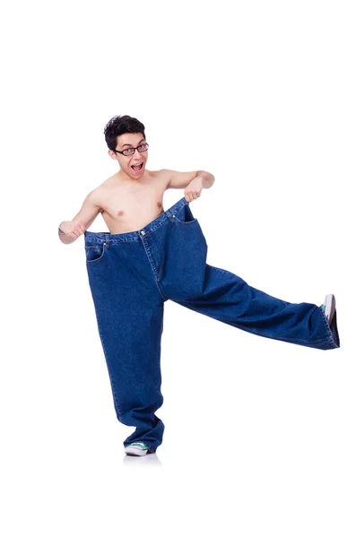 Hombre divertido con pantalones grandes — Foto de Stock