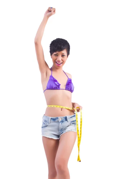 Mujer en bikini en concepto de dieta — Foto de Stock