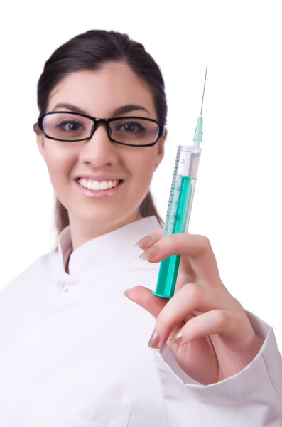 Woman doctor with syringe