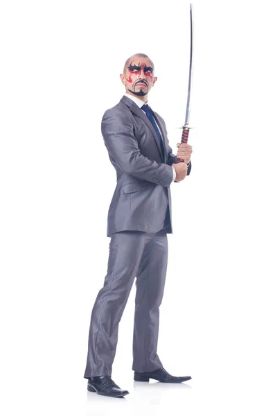 Businessman with sword — Stock Photo, Image