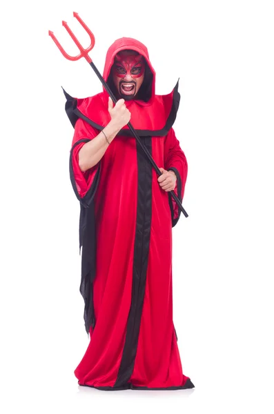 Homme diable en costume rouge — Photo