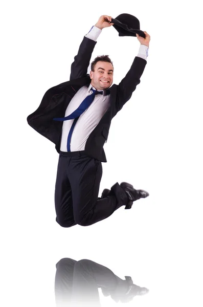 Empresário engraçado pulando — Fotografia de Stock