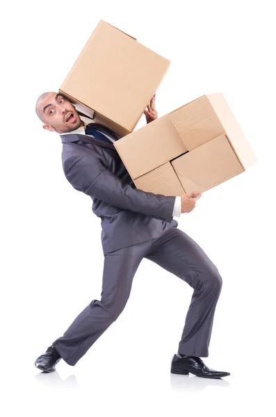 Businessman with box — Stock Photo, Image