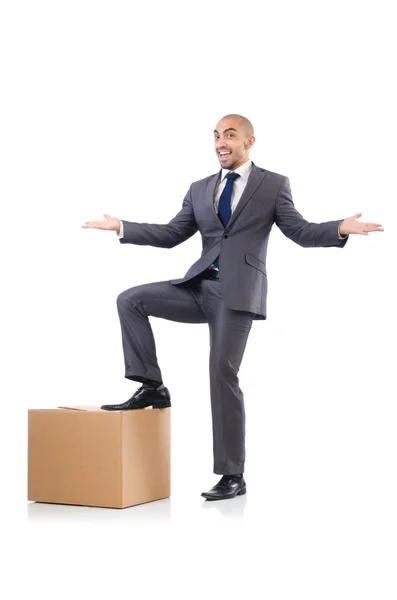 Businessman with box — Stock Photo, Image