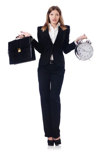 Businesswoman with clock — Stock Photo, Image