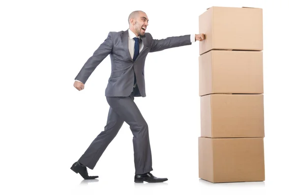 Hombre de negocios con cajas — Foto de Stock